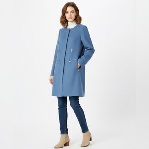 Tahari Arthur S Levine‎ Blue Coat Jacket Zipper Detail Career